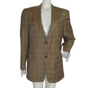 DANIEL CREMIEUX/LORO PIANA Sports Coat, 41R, Brown Windowpane plaid, 2 buttons